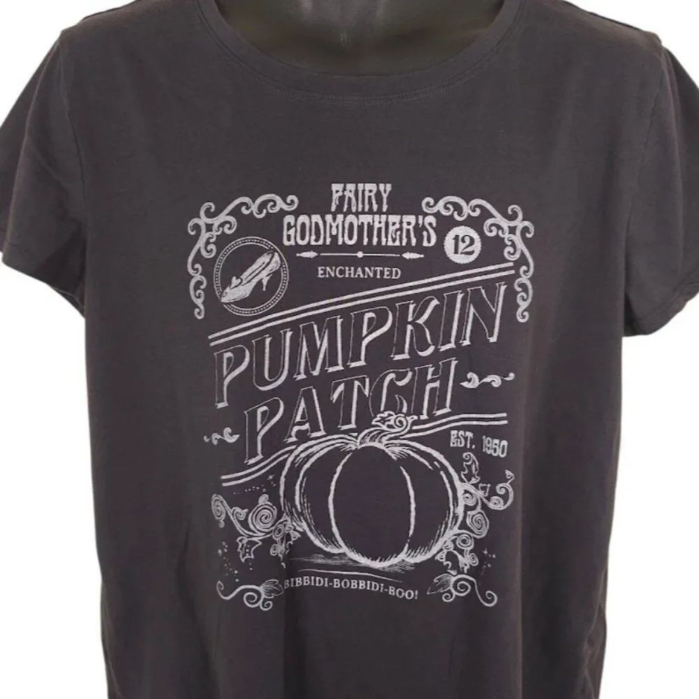 Cinderella T Shirt Womens Size XL Black Fairy Godmother Pumpkin Patch Disney